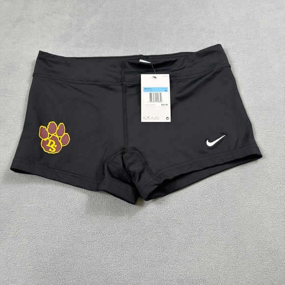 NWT Nike Volleyball Shorts M Womens Black Paw Print Athletic Dri Fit Gym Swoosh - Picture 1 of 8